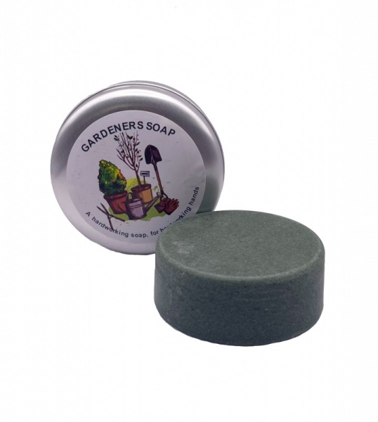 Geranium & Peppermint Exfoliating Gardener's Hand Soap In Tin - Bath Bubble & Beyond 70g